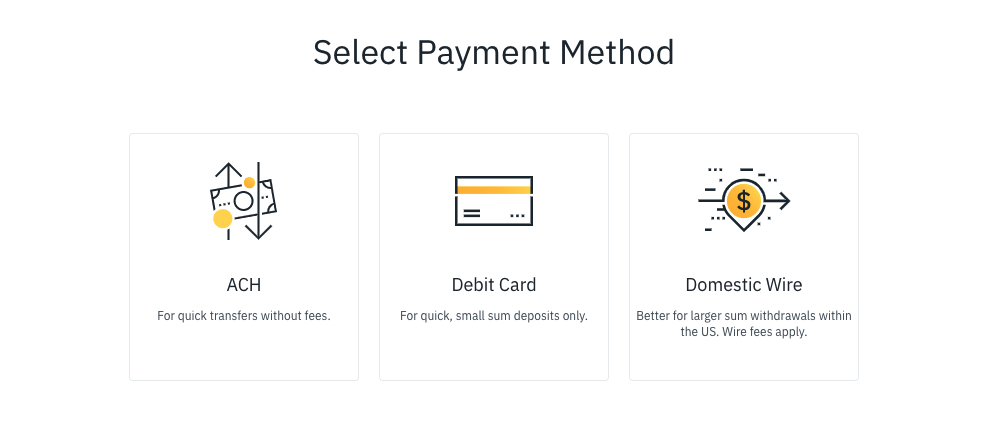 Picking a payment method on Binance